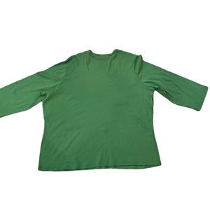 Relaxed Woman 100% cotton 3/4 sleeve crew neck tried never worn green top Sz 2X